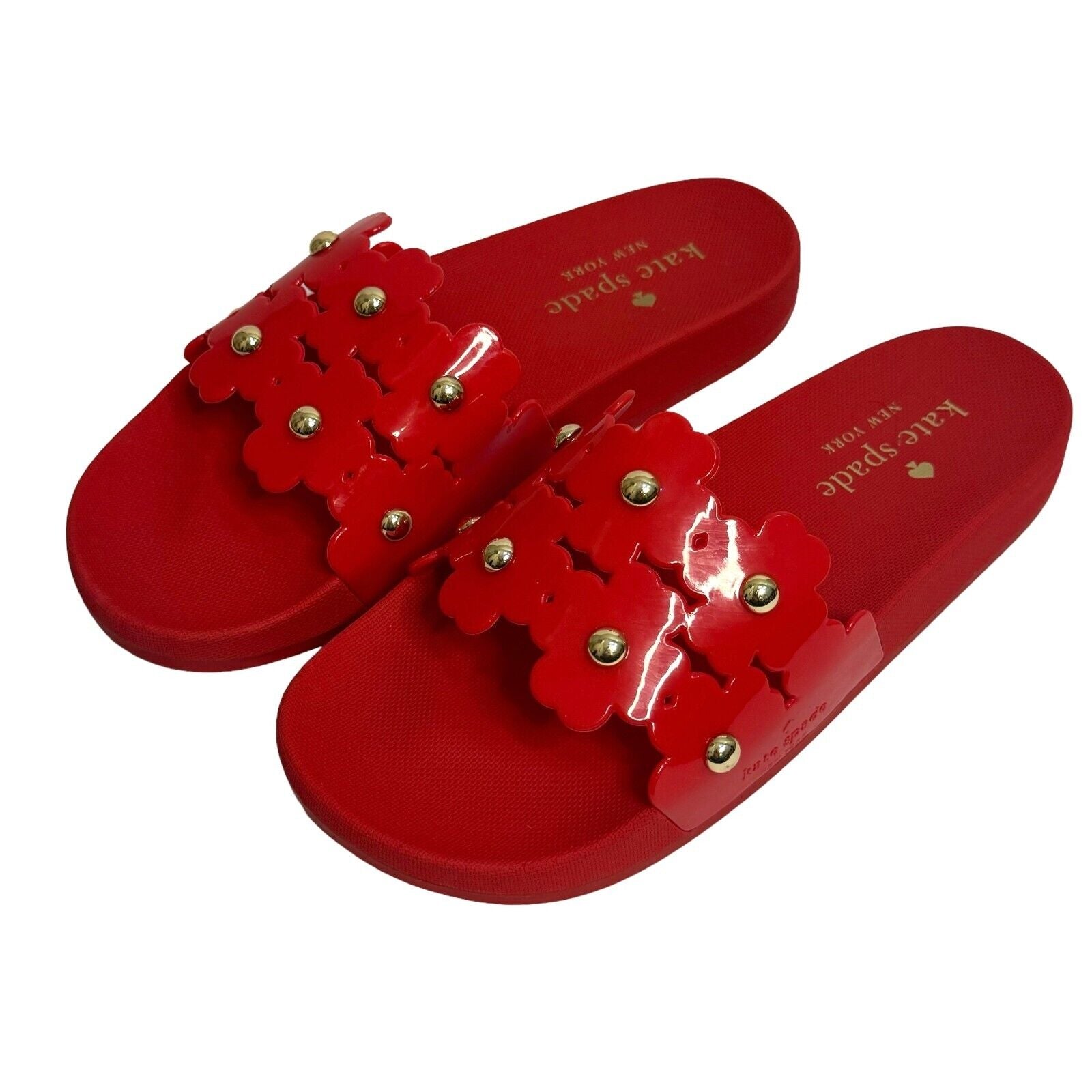 Kate Spade Red Daisy Pool Slide Size 8 NEW $129
