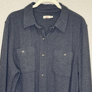 Faherty Shirt Womens Extra Large Heather Black Herringbone Legend Sweater Shirt