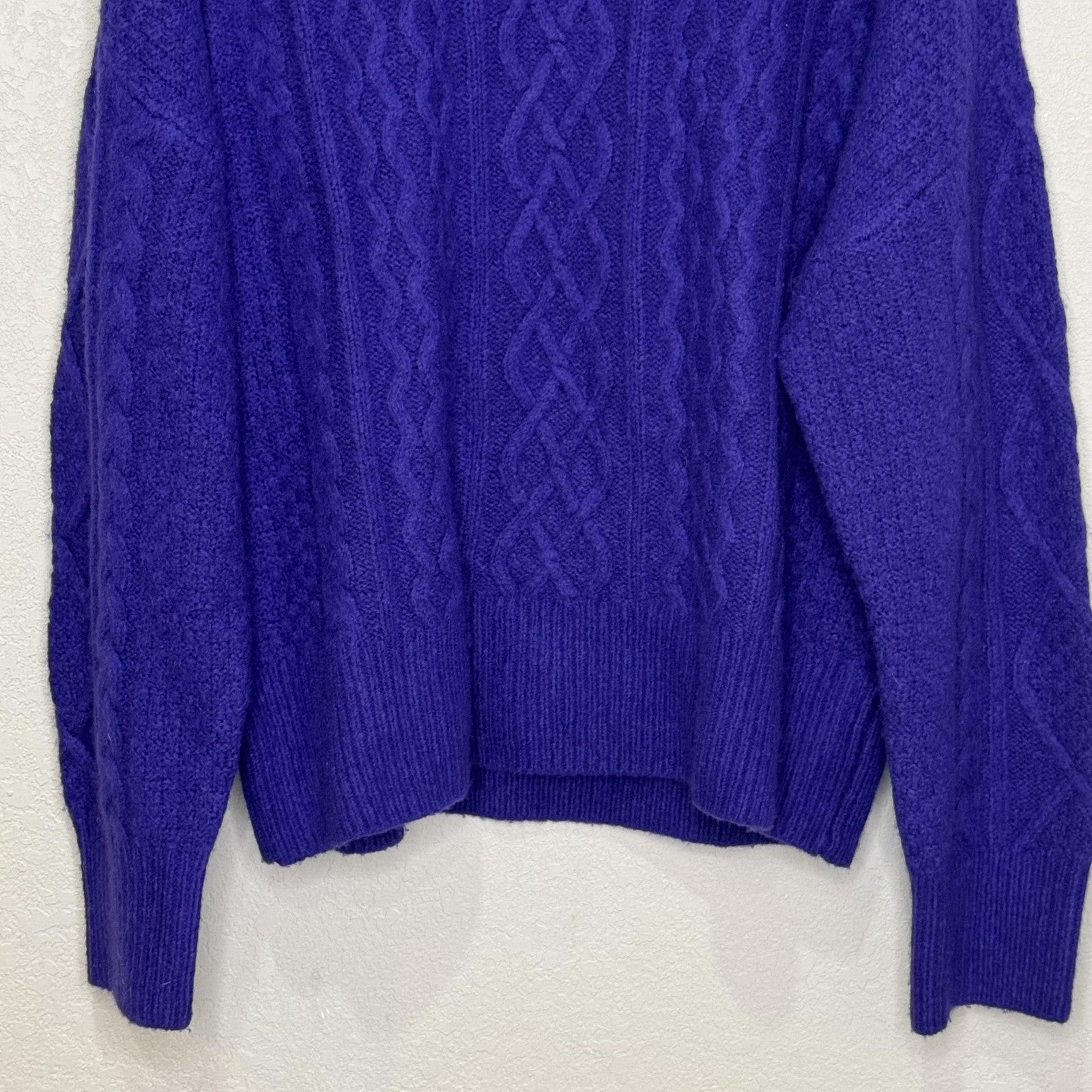 Favorite Daughter Sweater Womens Medium Purple Cable Merino Cashmere Crewneck
