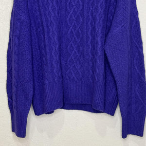 Favorite Daughter Sweater Womens Medium Purple Cable Merino Cashmere Crewneck