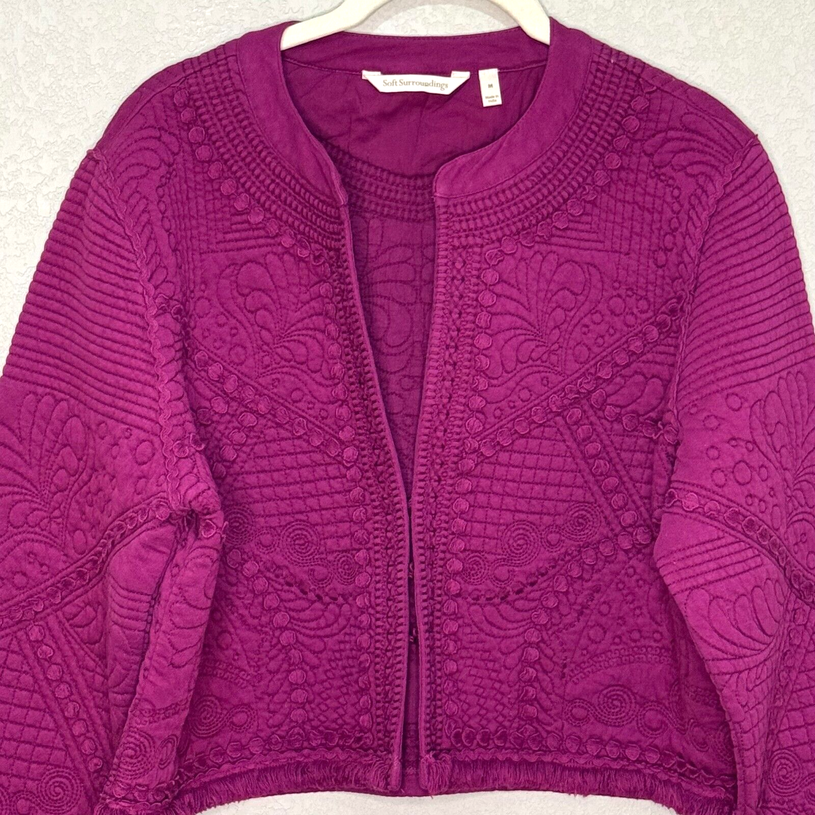 Soft Surroundings Rishi Bolero Quilted Crop Jacket Size Medium Purple