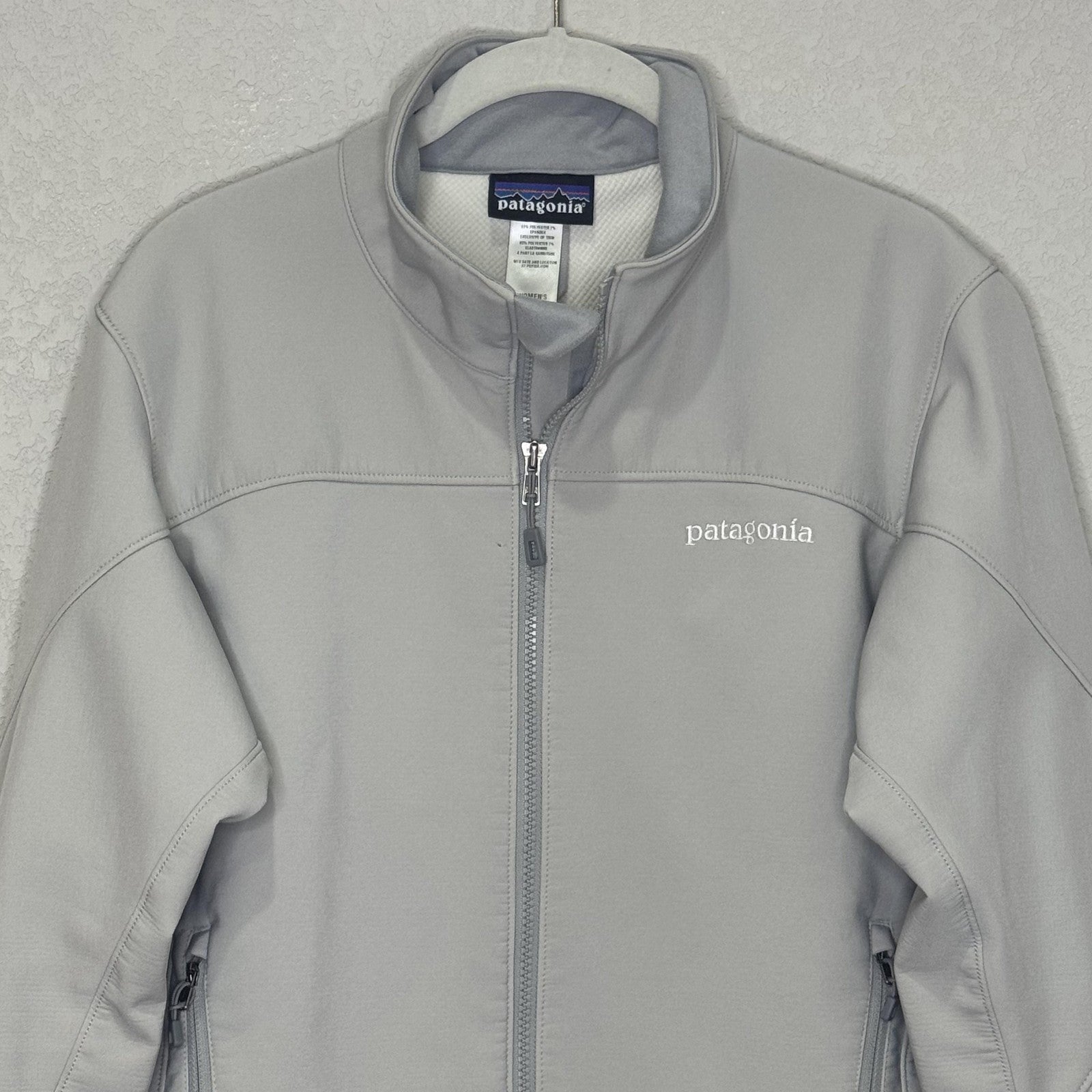 Patagonia Jacket Womens Large Gray Full Zip Softshell Outdoor Hiking Stretch