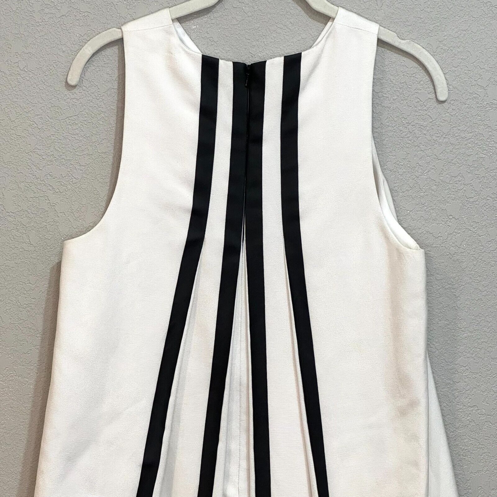 rag & bone Nora Ivory White Black Pleat Back Mini Shift Dress Size 4