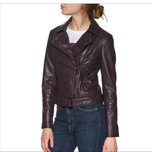 Ted Baker NEW Deep Purple Pipiy Vegan Biker Motorcycle Jacket Size Small (3)