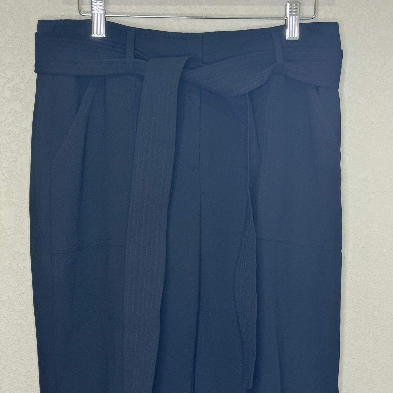 J Crew Easy Pant Womens 6 Black Belted Pleat-Front Jogger 365 Crepe