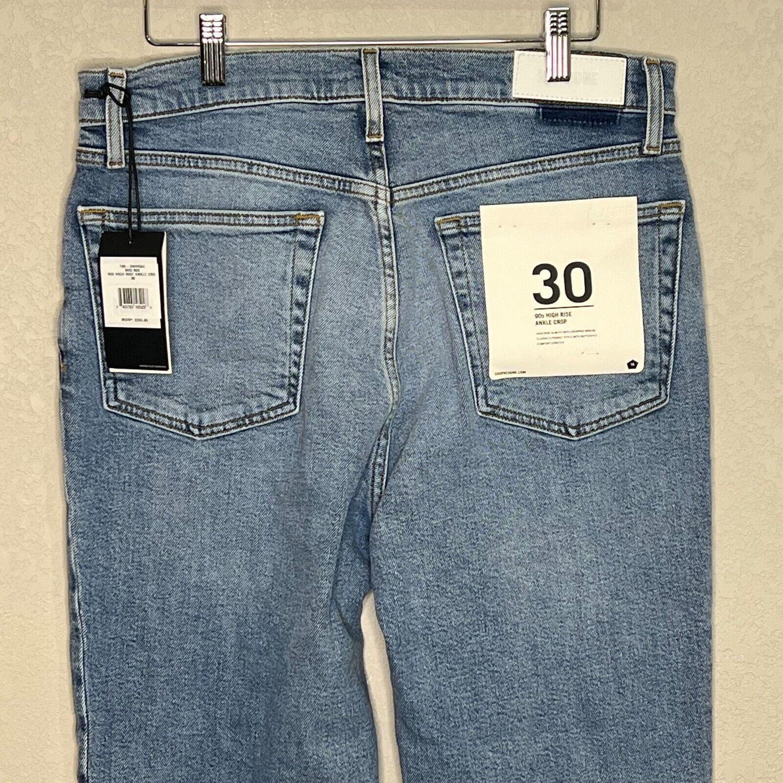 RE/DONE Jeans Size 30 NEW 90s High Rise Ankle Cropped Blue $265