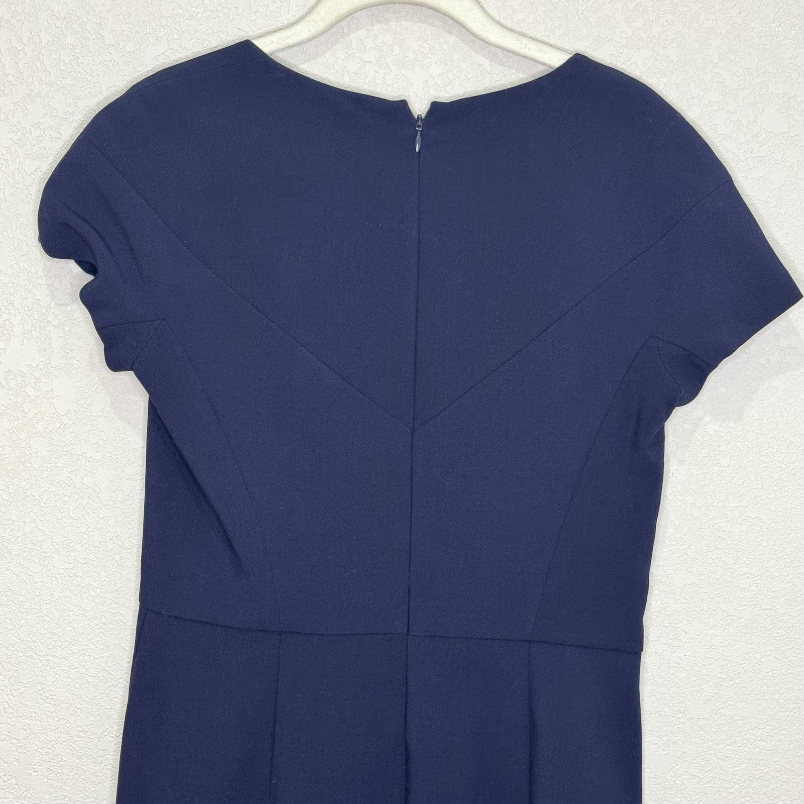 French Connection Dress Medium Whisper Navy Blue Short Sleeve Work Office Career
