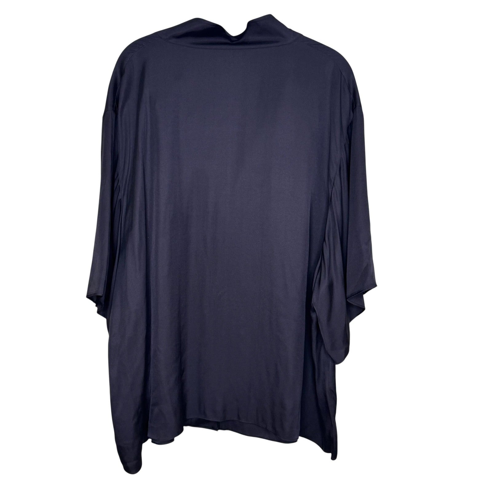 Vince Shirt Womens 3X Navy Blue Silk Blend Relaxed Open Front Draped Blouse