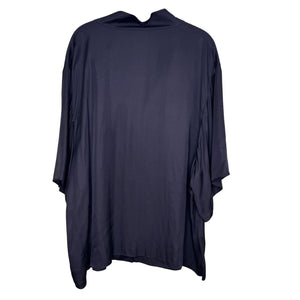 Vince Shirt Womens 3X Navy Blue Silk Blend Relaxed Open Front Draped Blouse