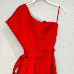 Jovani NEW Tomato Red Scuba One-Shoulder Sleeveless Sheath Dress Size 6 $550