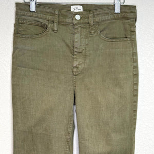 J. Crew Billie Demi Boot Crop Jeans Size 27 Olive Green Green Stretch AQ781