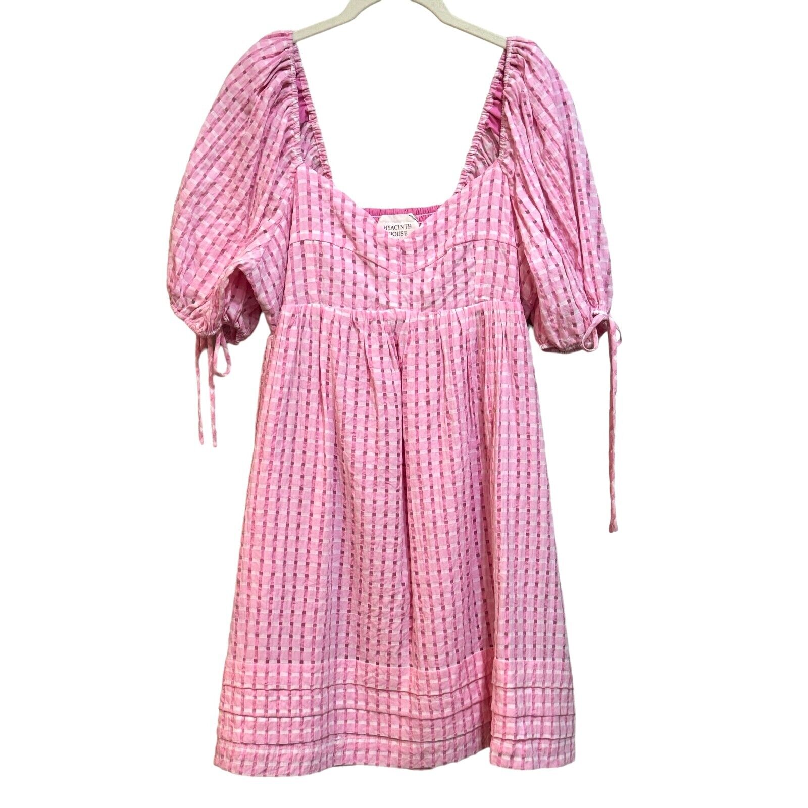 Hyacinth House by Tuckernuck Pink Gingham Leyton Mini Dress Size Medium