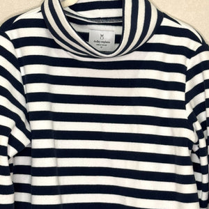 Dudley Stephens Fleece Top Size M Blue White Park Slope Vello Turtleneck Striped