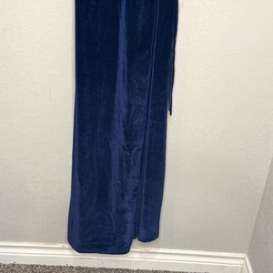 Baltic Born Blue Velvet Maxi Dress Size Large Short Sleeve Wrap