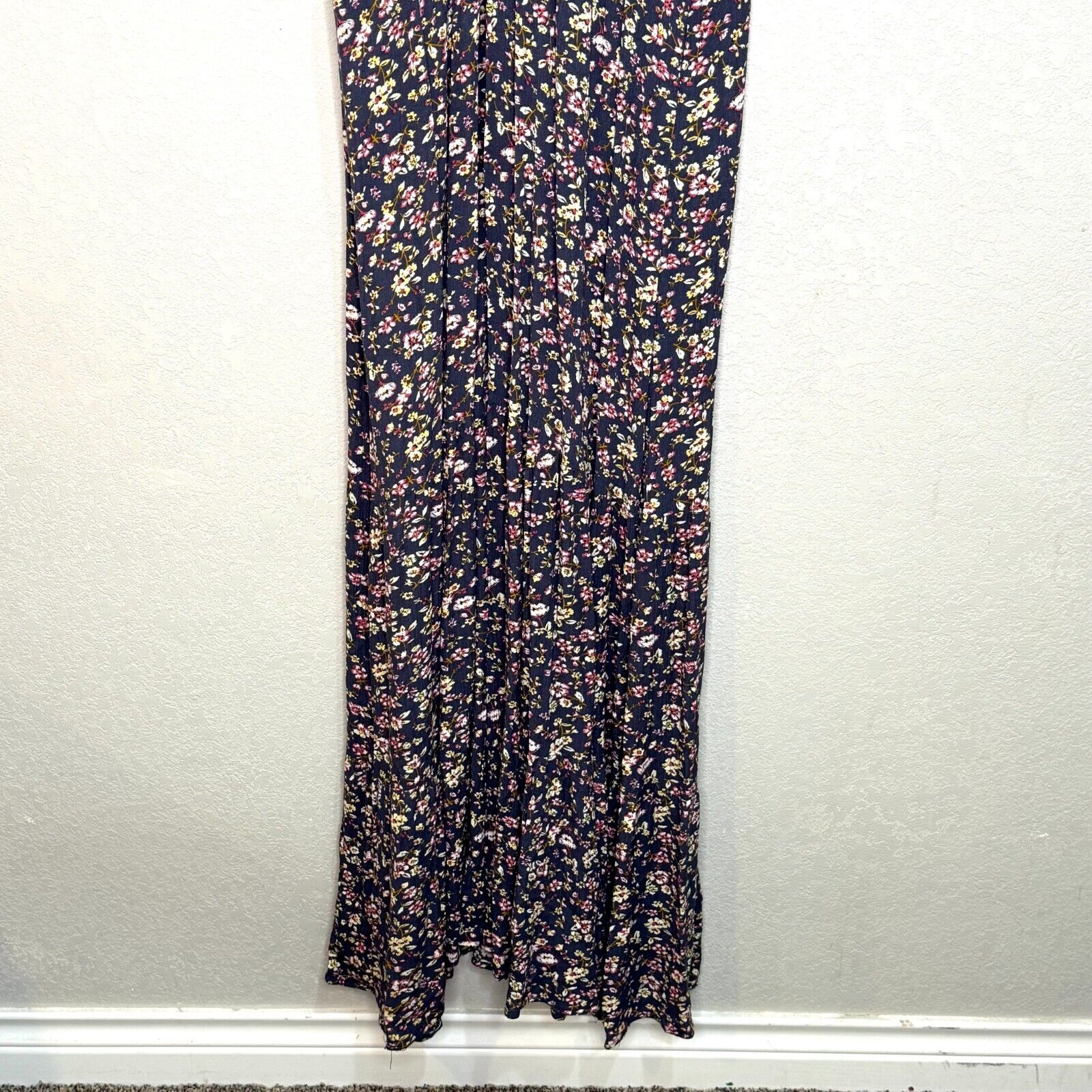 Natural Life Blue Floral Short Sleeve Maxi Dress Size Medium