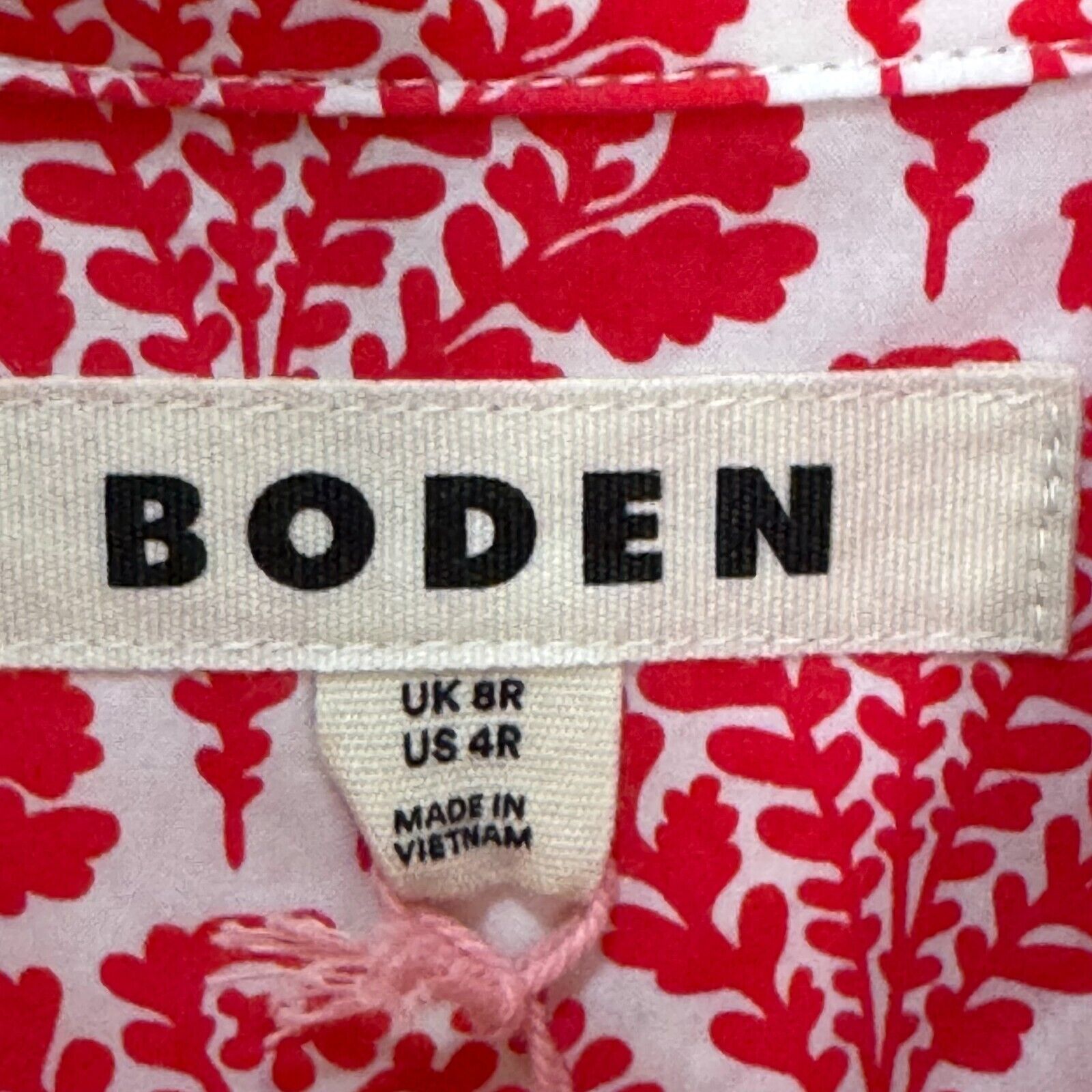 BODEN Sienna Cotton Shirt Size 4 NEW Raspberry Blossomy Print Button Up $92