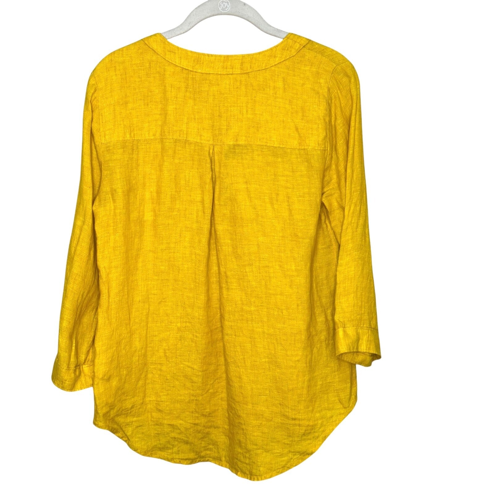 Maeve Anthropologie Linen Top Blouse Women Size 4 S Mustard Yellow Marva Lace Up