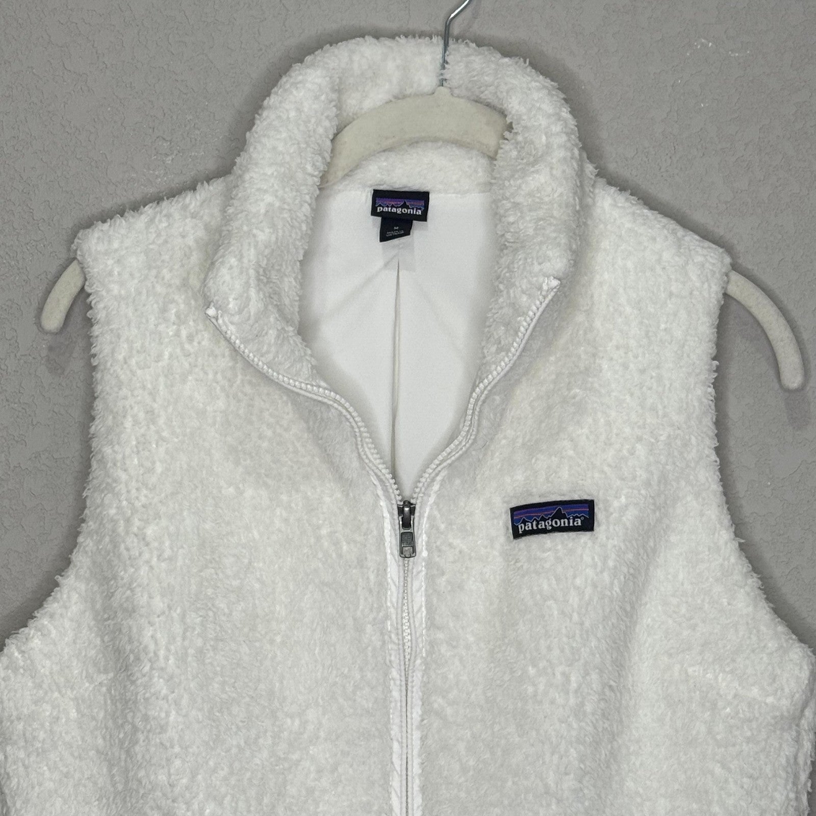 Patagonia Vest Womens Medium White Full Zip Fleece Sherpa Retro Pile 25216FA21