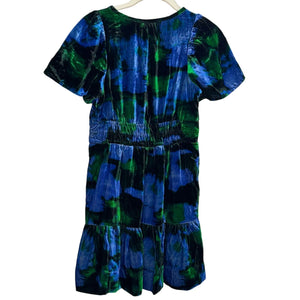 Anthropologie Somerset Mini Dress Velvet Edition Size XS Petite Blue Green $160