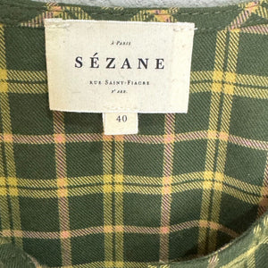 Sezane Brenda Shirt Size Small Green Wakefield Check $145