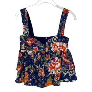 Amanda Uprichard Cami Top Size XS Everleigh Blue Floral Sleeveless