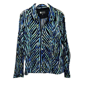 Damee NEW Two Piece Blue Printed Full Zip Jacket And Tank Top Size Large $178