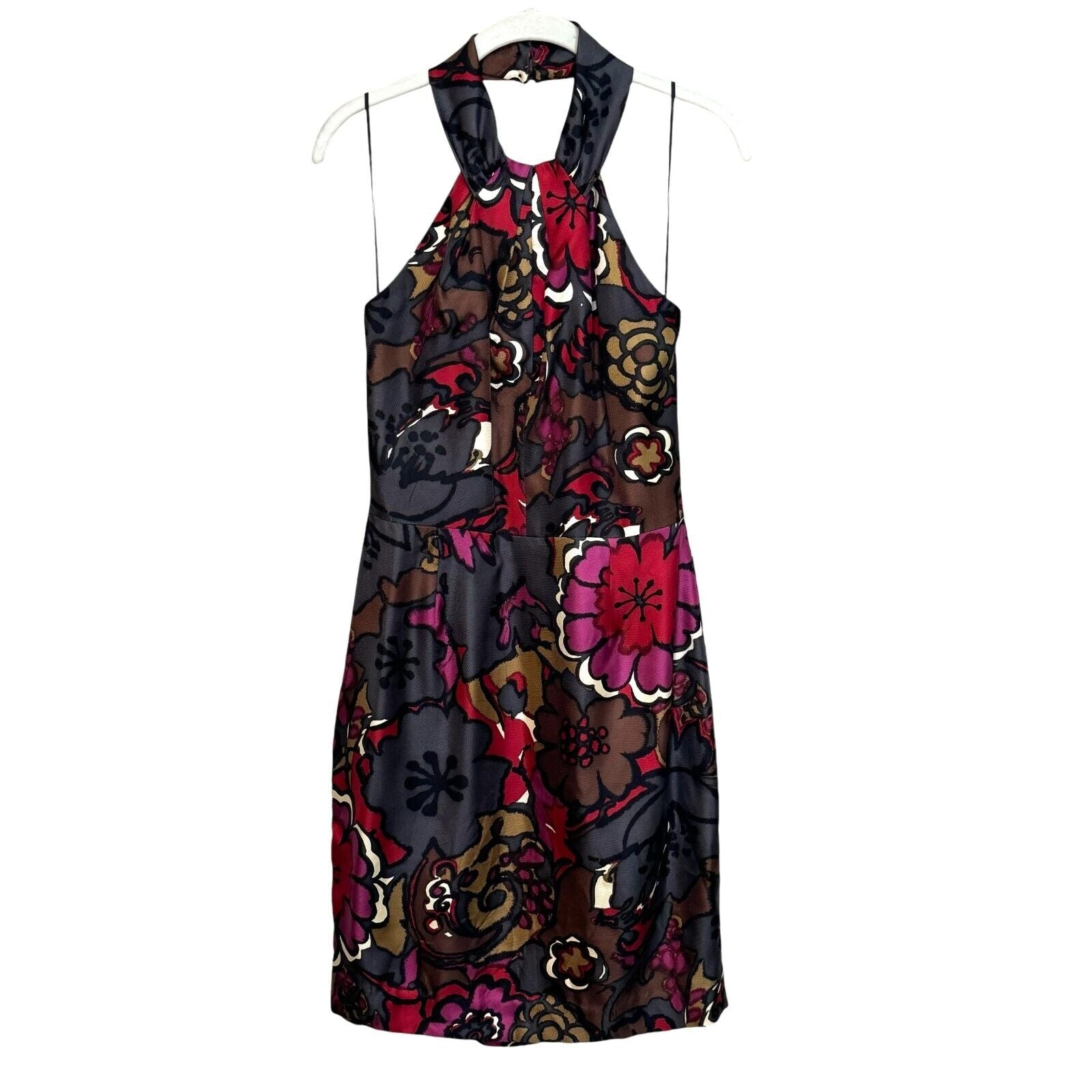 Trina Turk Silk Halter Mini Dress in Harvest Garden Print Size 6