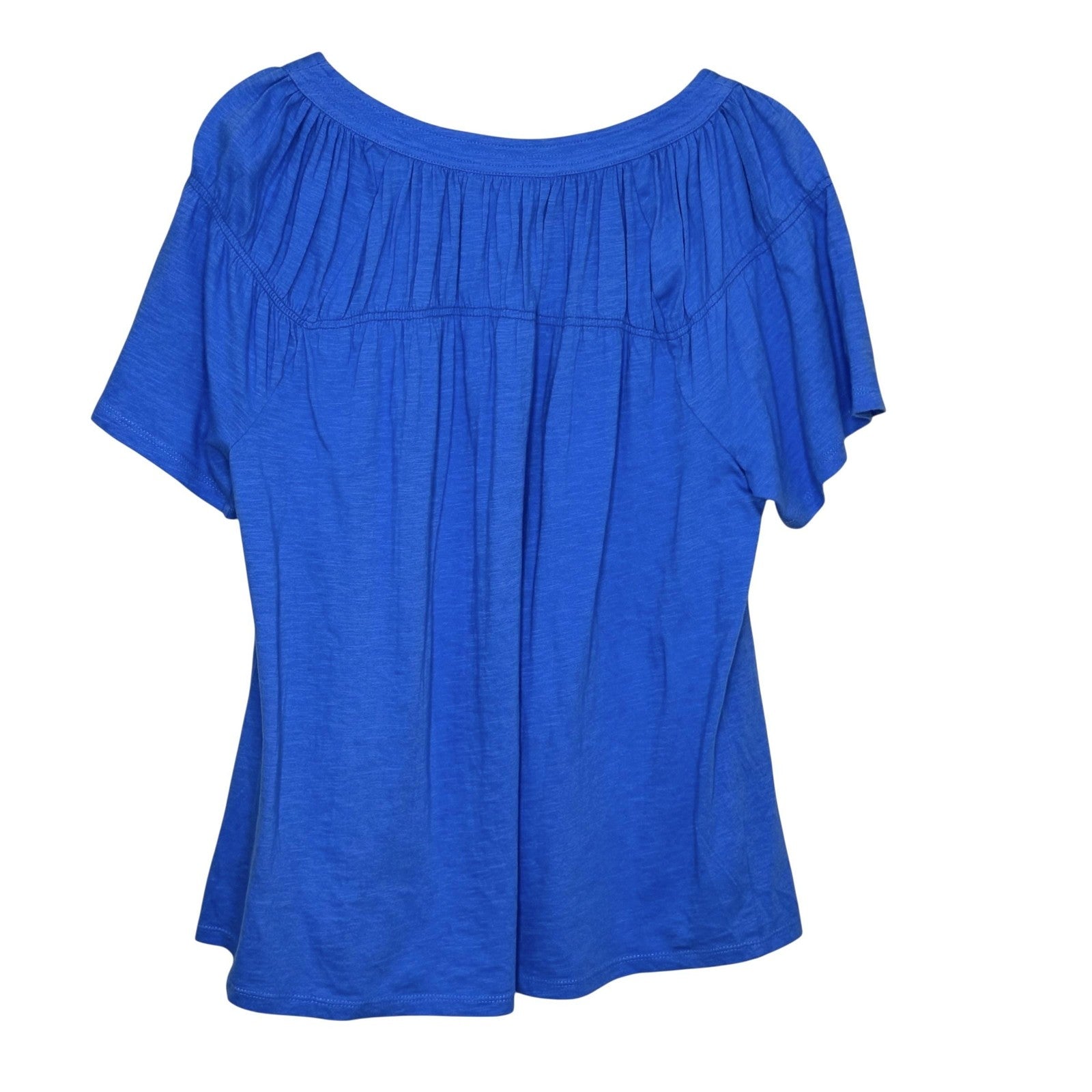 Lilly Pulitzer Shirt Womens Large Blue Short Sleeve Square Neck 100% Cotton Top