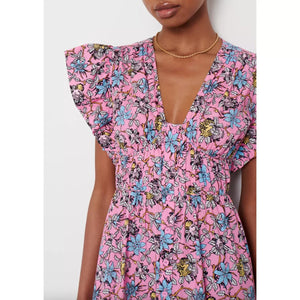 Derek Lam 10 Crosby Dress Size 6 Greta Pink Flutter Sleeve Button Down