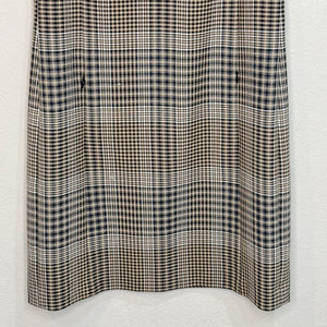 Akris Shift Dress Size Medium Sleeveless Plaid Print  Brown Tan Black