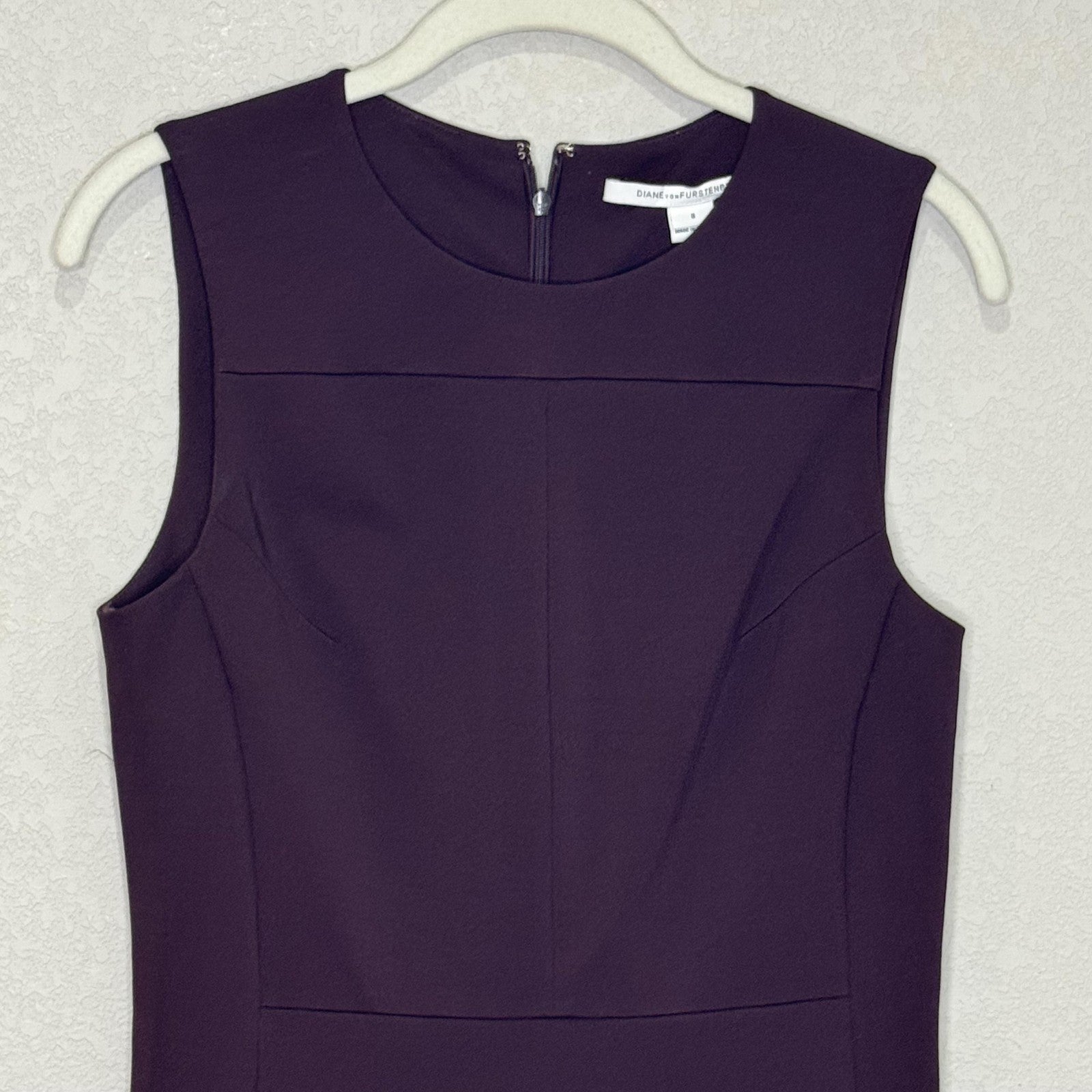 Diane von Furstenberg Dress Womens 8 Purple Sheath Stretch Sleeveless Career