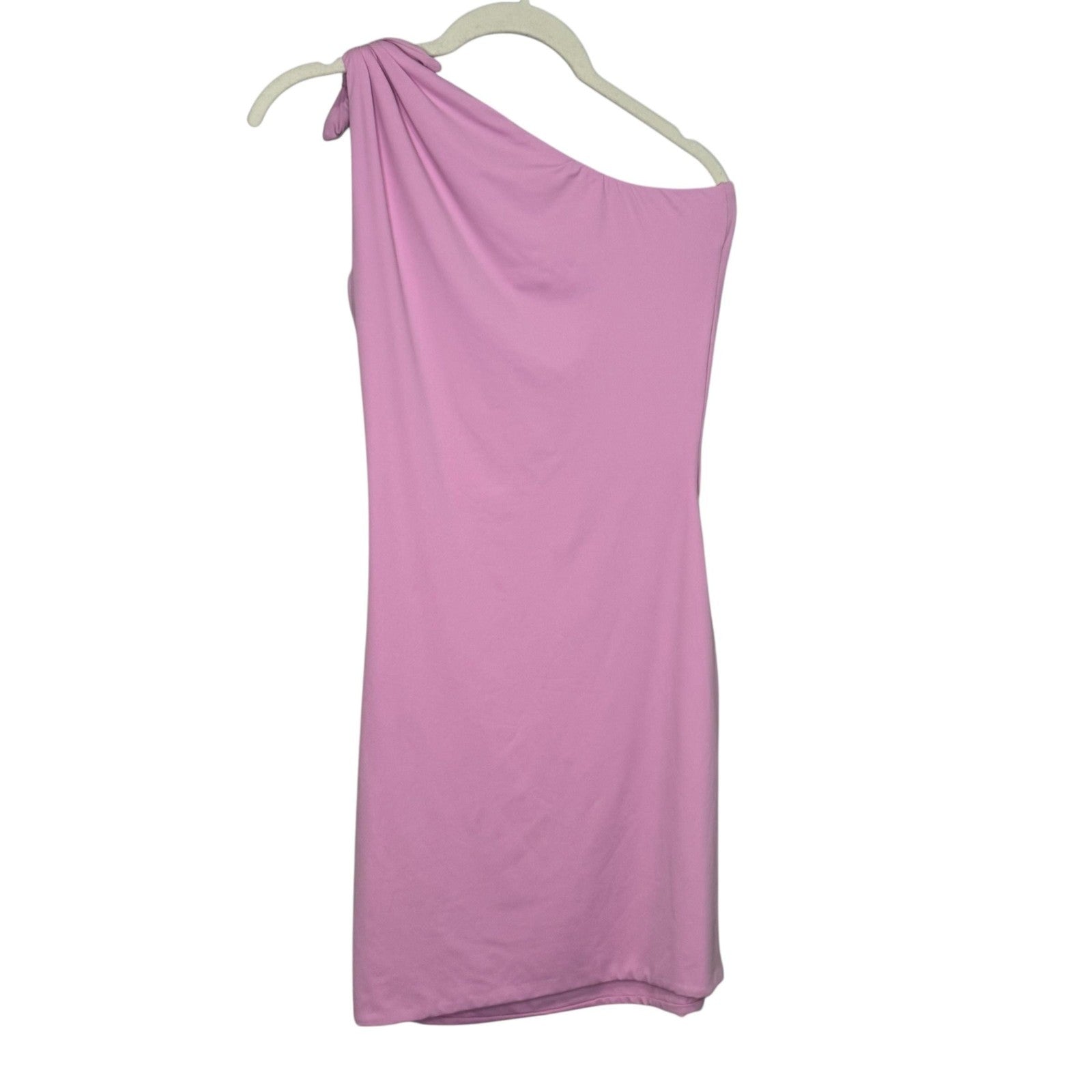 Meshki Dress Womens Small Pink One Shoulder Ruched Mini Asymmetrical Party