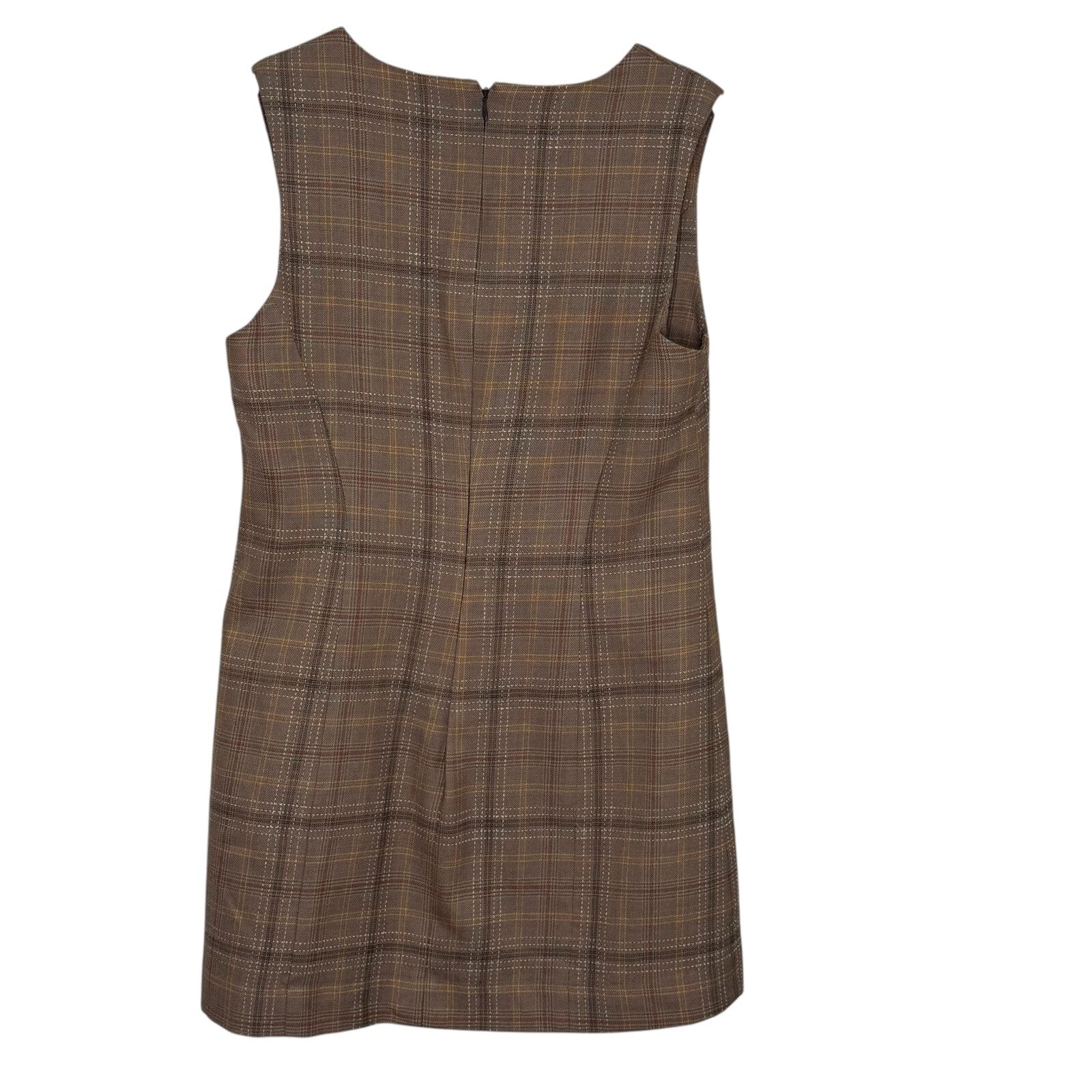 Pendleton Shift Dress Size 10 $198 Brown Plaid Wool Blend Sleeveless