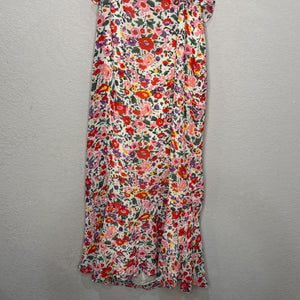 ASTR the Label Maxi Dress Size Large Wildfloral Red Pink Floral Ruffles Cutout