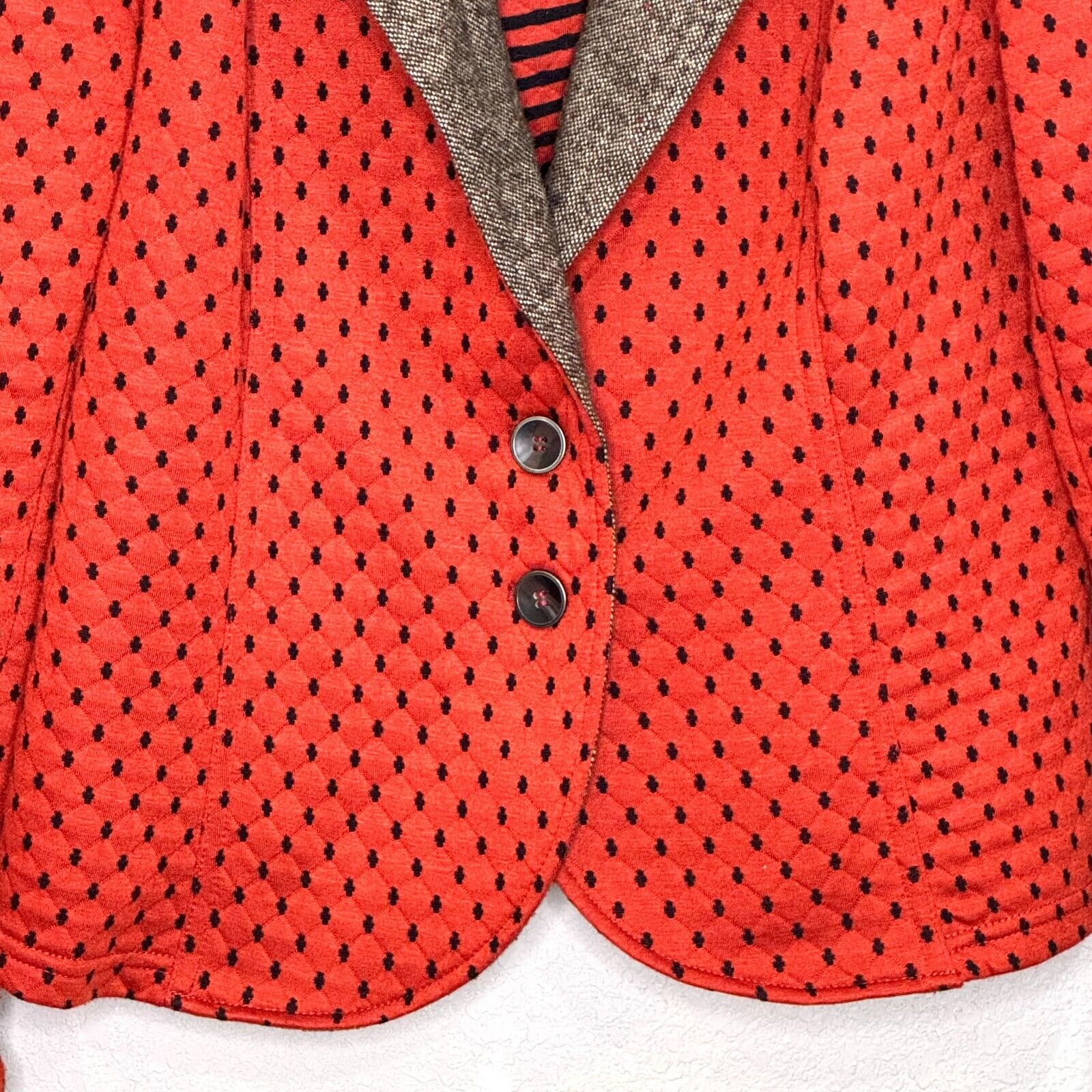 Free People Burnt Orange Red Quilted Tweed Blazer Size Medium