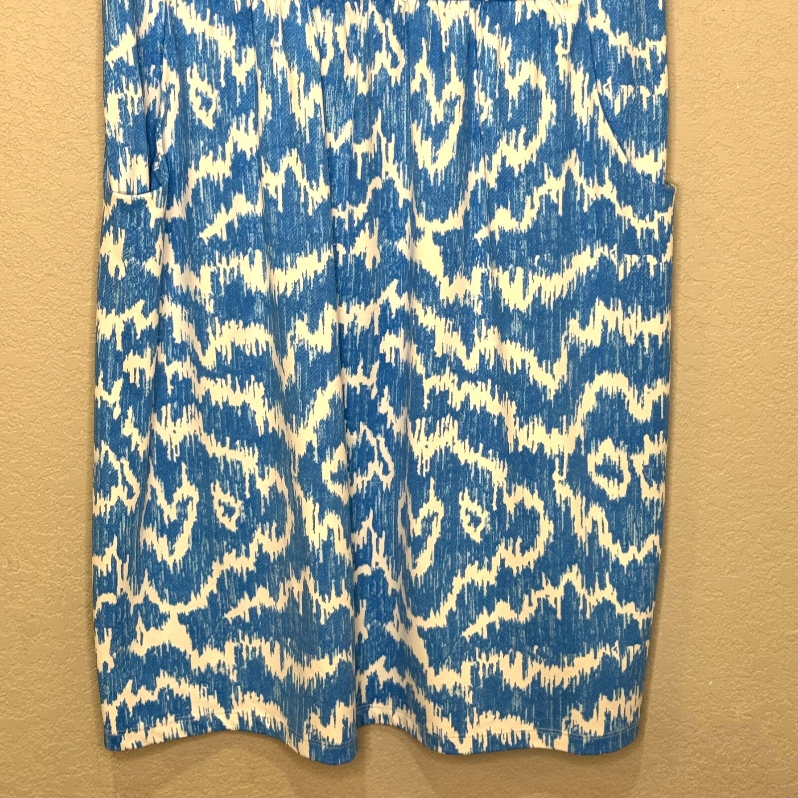 J McLaughlin Dress Size Medium Blue White Catalina Cloth