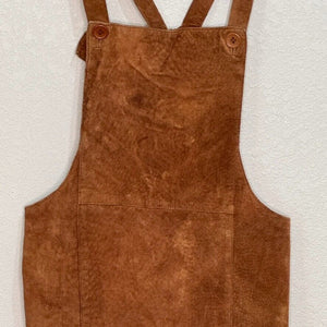 Desperado Vintage Womens Brown Suede Leather Apron Dress Jumper Size Medium