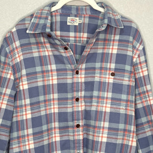 Faherty Mens Flannel Shirt Size Medium Grey Plaid Button Down Long Sleeve