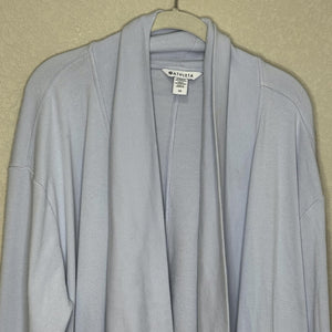 Athleta Cardigan Sweater Womens 1X Light Blue Open Front Draped Rib Knit Tencel