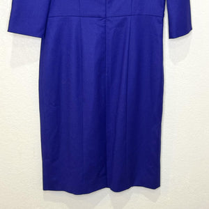 BOSS Dress Womens US 6 Blue Dripera Sheath Three Quarter Sleeve Knee Length Work
