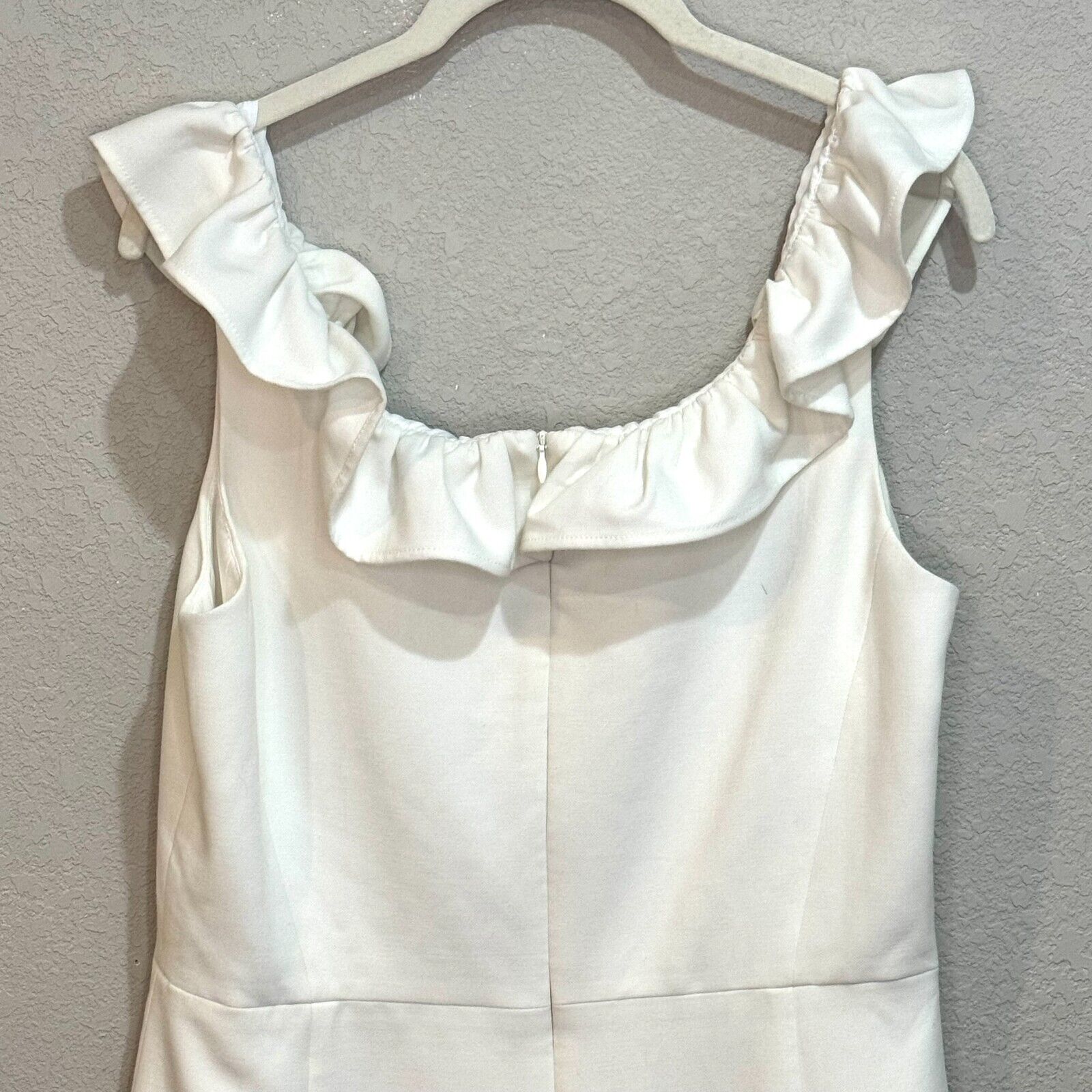 French Connection Whisper White Ruffle Neck Sleeveless Dress Size 8