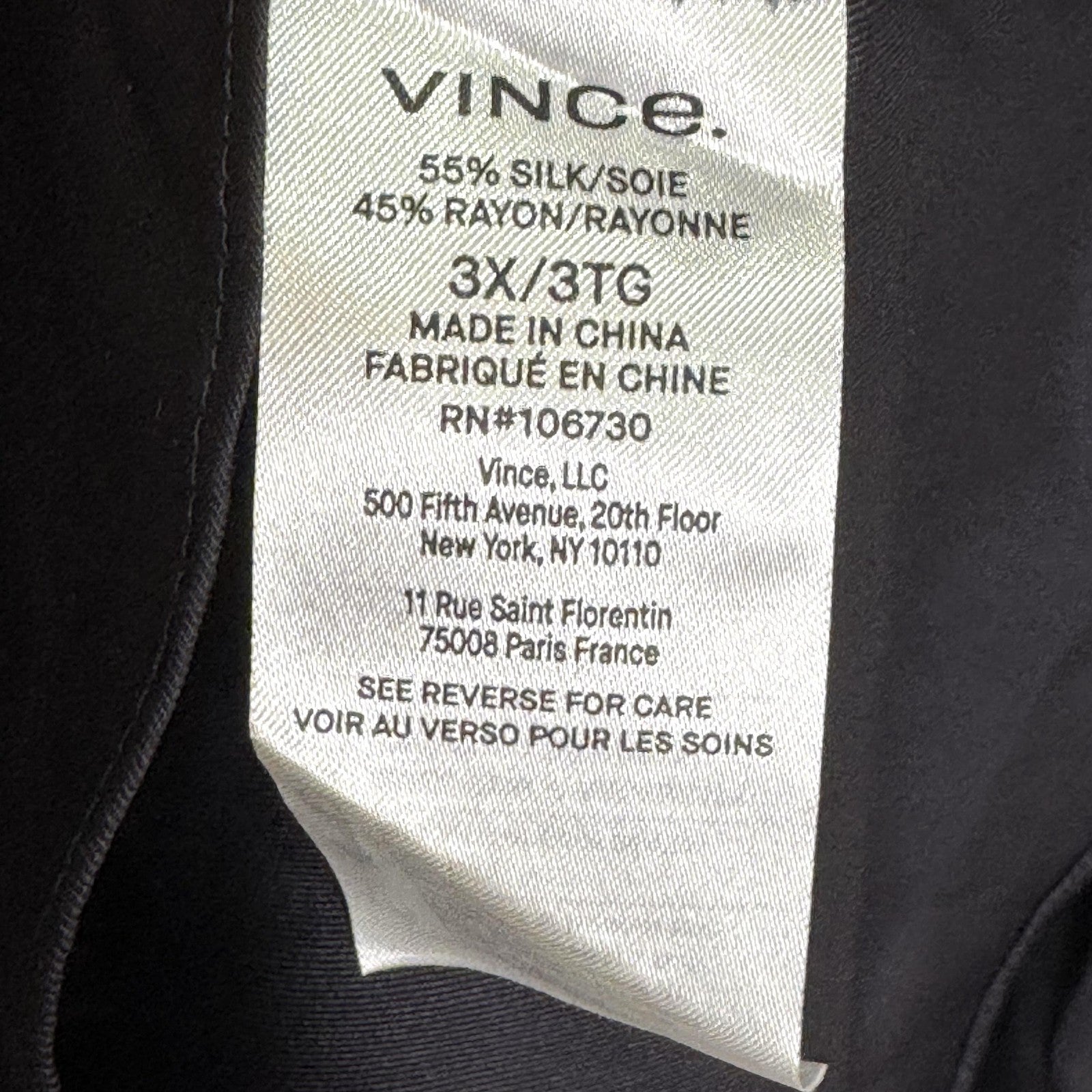 Vince Shirt Womens 3X Navy Blue Silk Blend Relaxed Open Front Draped Blouse