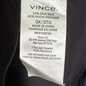 Vince Shirt Womens 3X Navy Blue Silk Blend Relaxed Open Front Draped Blouse