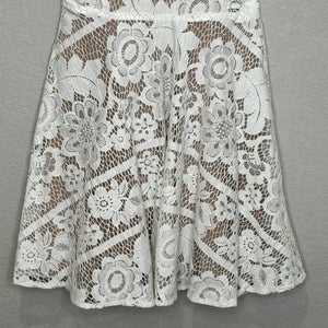 For Love & Lemons Dress Womens XS White Floral Lace Fit & Flare Open Back Mini