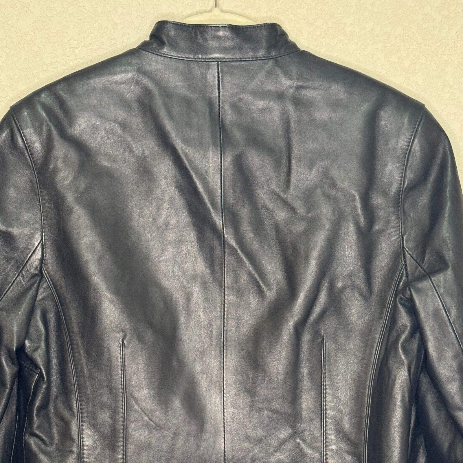 Caroline Moore New Zealand Lambskin Leather Jacket Size 10 Black Lined