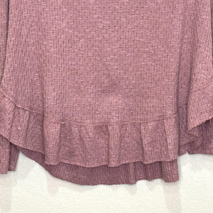 Maeve by Anthropologie Sweater Womens Small Mauve Cowl Neck Ruffle Hem Pullover