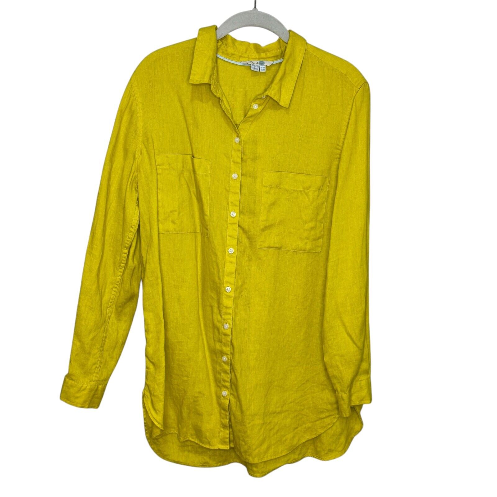 Boden The Linen Shirt in Pineapple Yellow Size 10 Long Sleeve Button Down