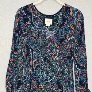 Anthropologie Maeve Maplewood Dress Size Small Colorful Paisley Flowy Ruffle Hem