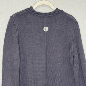 Soft Surroundings Sweater Womens M/L Gray Button Front Cardigan Crochet Trim