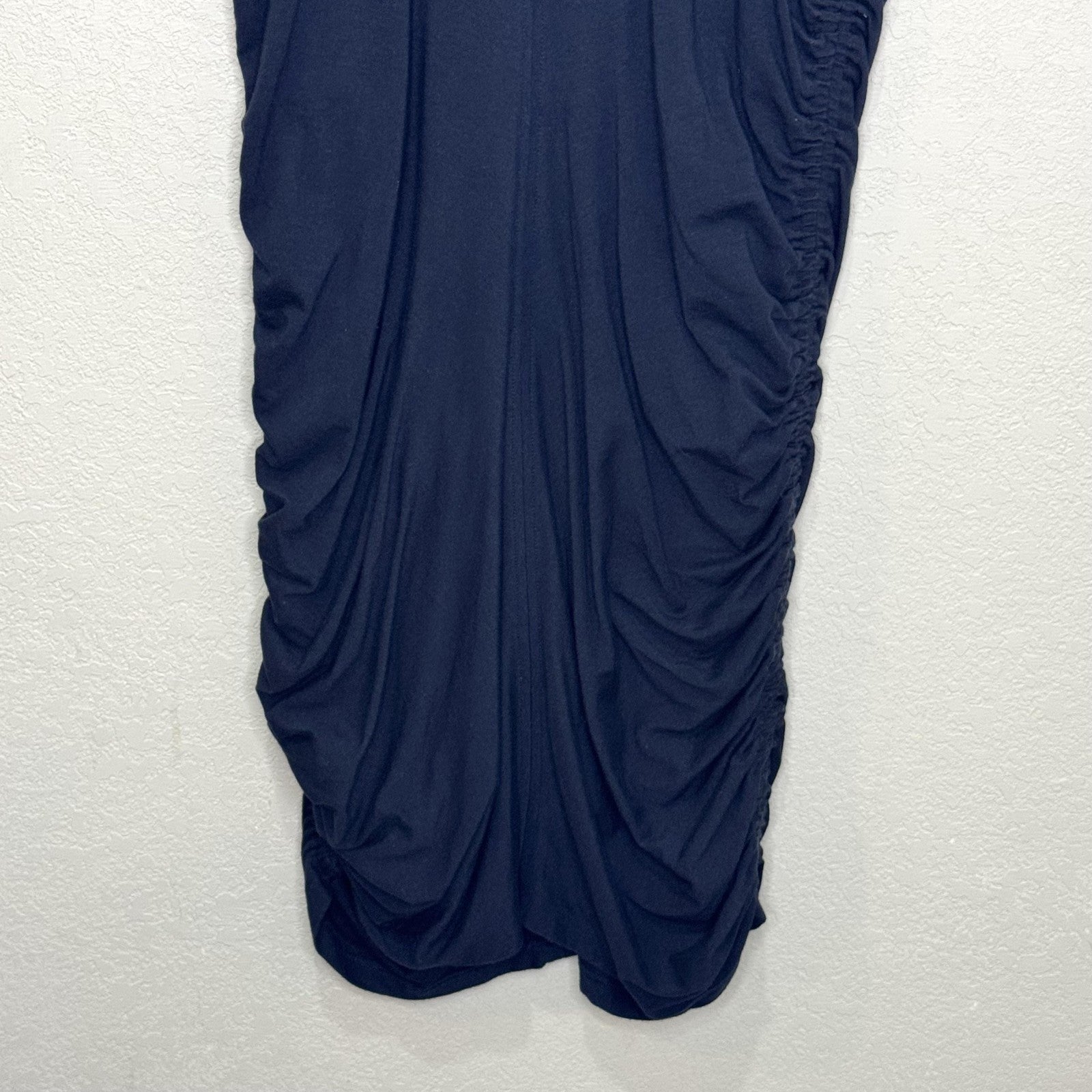 Athleta Dress Size Large Blue Apres Ruched Side Modal Cotton Casual Relaxed Fit